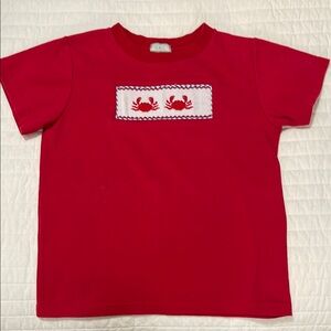 K & L Kids Boys Red Short Sleeve Tee Embroidery Nautical Crab Design Size 7